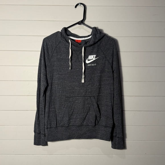 Nike Tops - Nike Gym Vintage Pullover Hoodie Womens Small Gray Just Do It Logo Sweatshirt